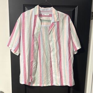 Zara Men's Pastel Striped Button Down Shirt